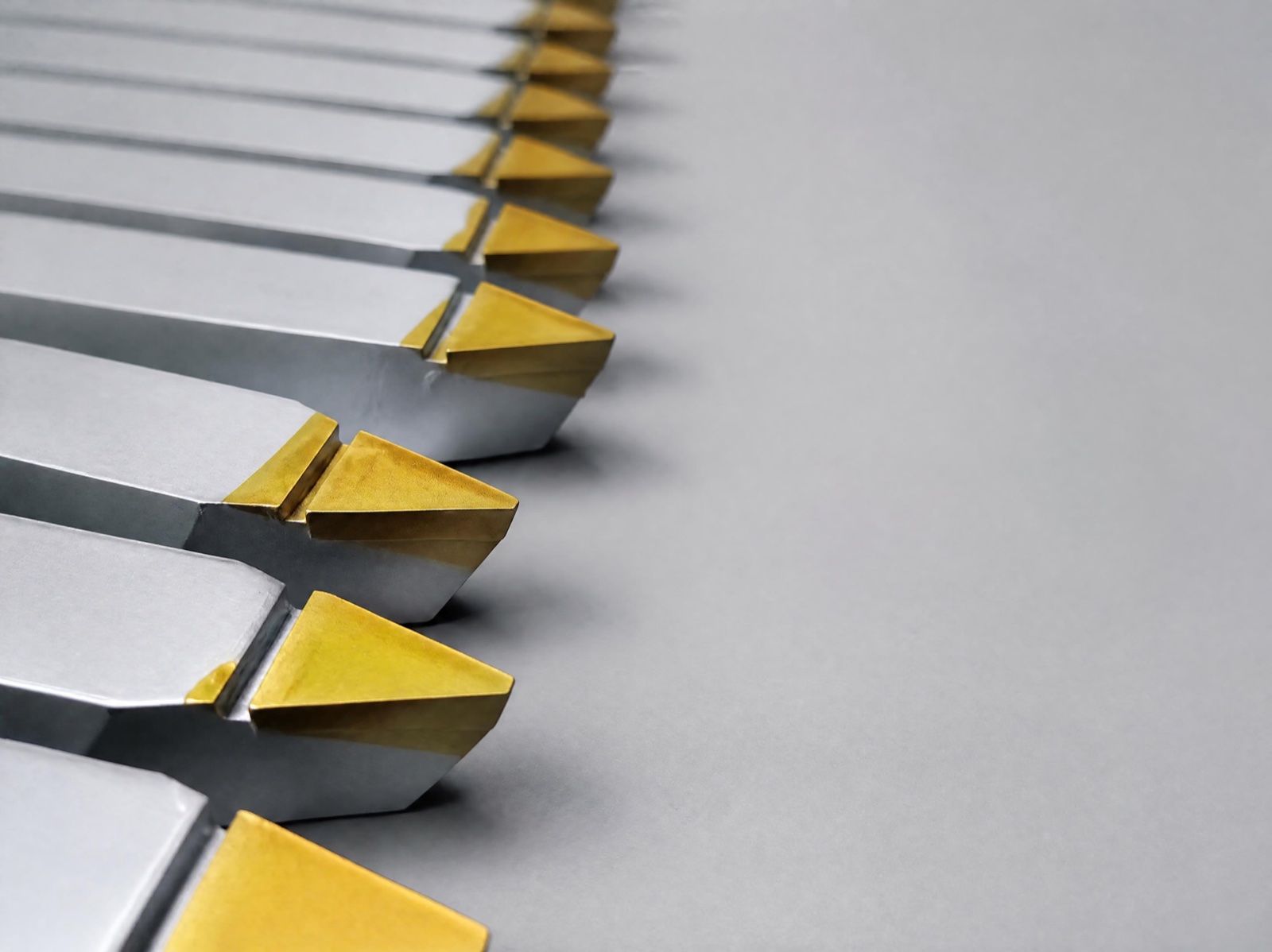Close-up of carbide-tipped cutting tools